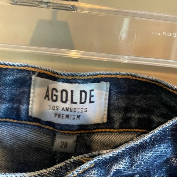 AGOLDE size 28 Buttonfly Distressed Denim Skirt - Picture 3 of 6